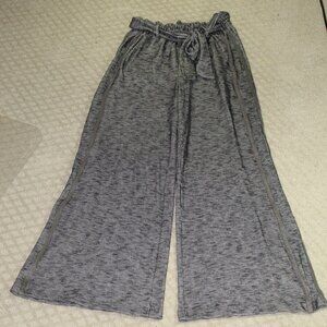 Wanderlux Womens Small Black Grey Striped Rayon Spandex Wide Leg Casual Pants